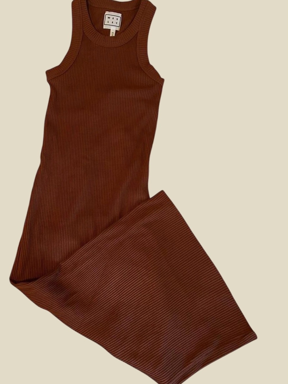 Aritzia Wesley Ribbed Tank dress in Chocolate Brown